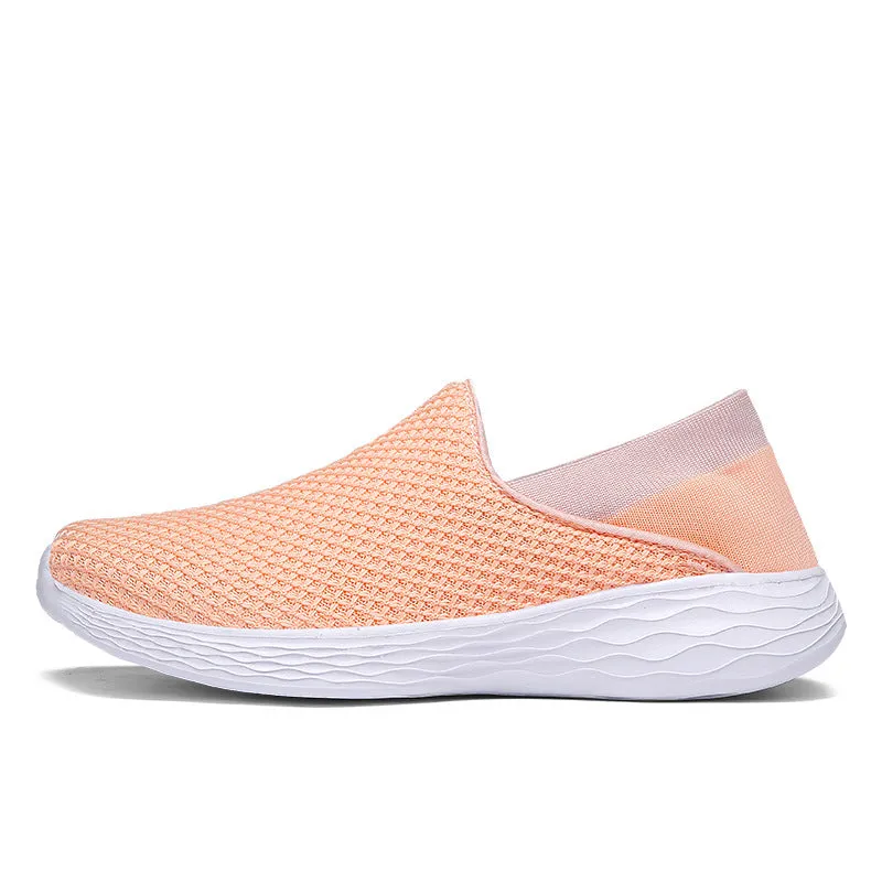 2024 spring new flying woven women's shoes, walking shoes for the middle-aged and elderly, flat bottom casual shoes, lazy shoes