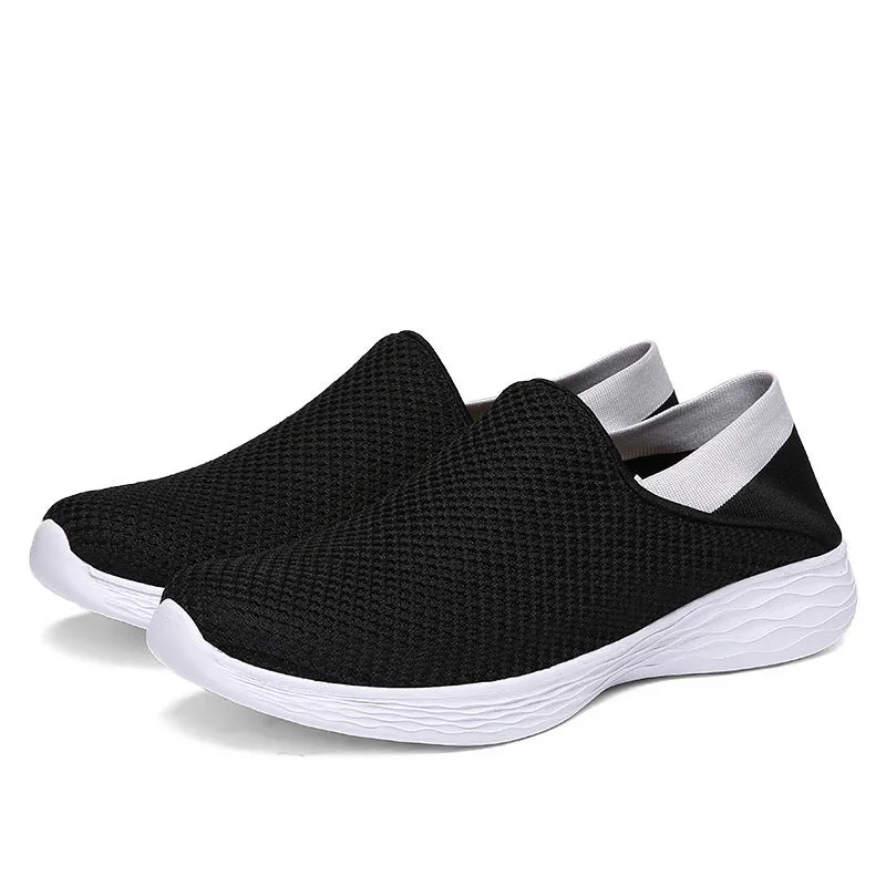 2024 spring new flying woven women's shoes, walking shoes for the middle-aged and elderly, flat bottom casual shoes, lazy shoes