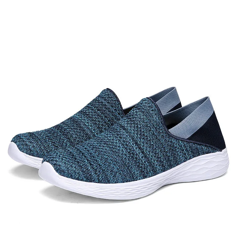 2024 spring new flying woven women's shoes, walking shoes for the middle-aged and elderly, flat bottom casual shoes, lazy shoes