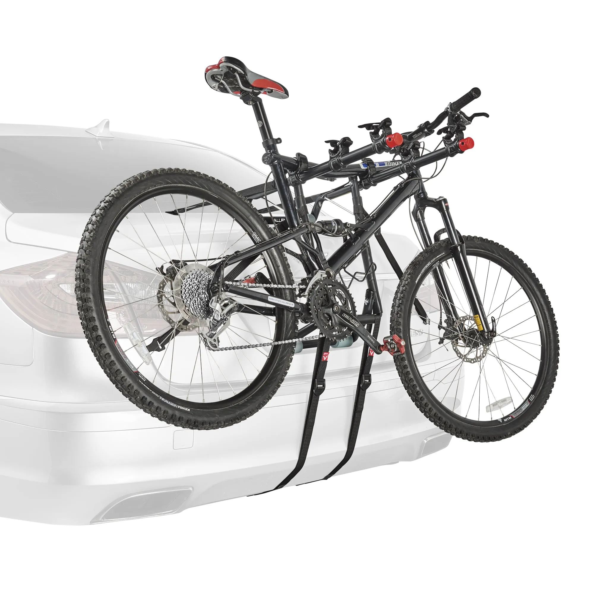 3-Bicycle Ultra Compact Sedan Trunk Mounted Bike Rack Carrier w/ Secure Tie-Downs