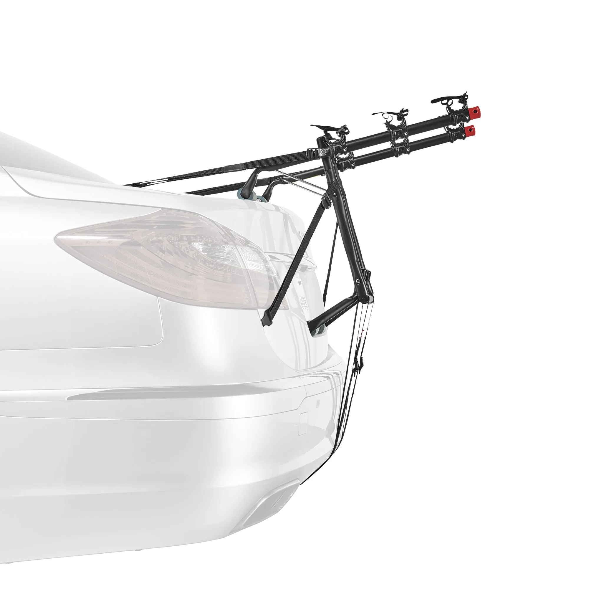 3-Bicycle Ultra Compact Sedan Trunk Mounted Bike Rack Carrier w/ Secure Tie-Downs