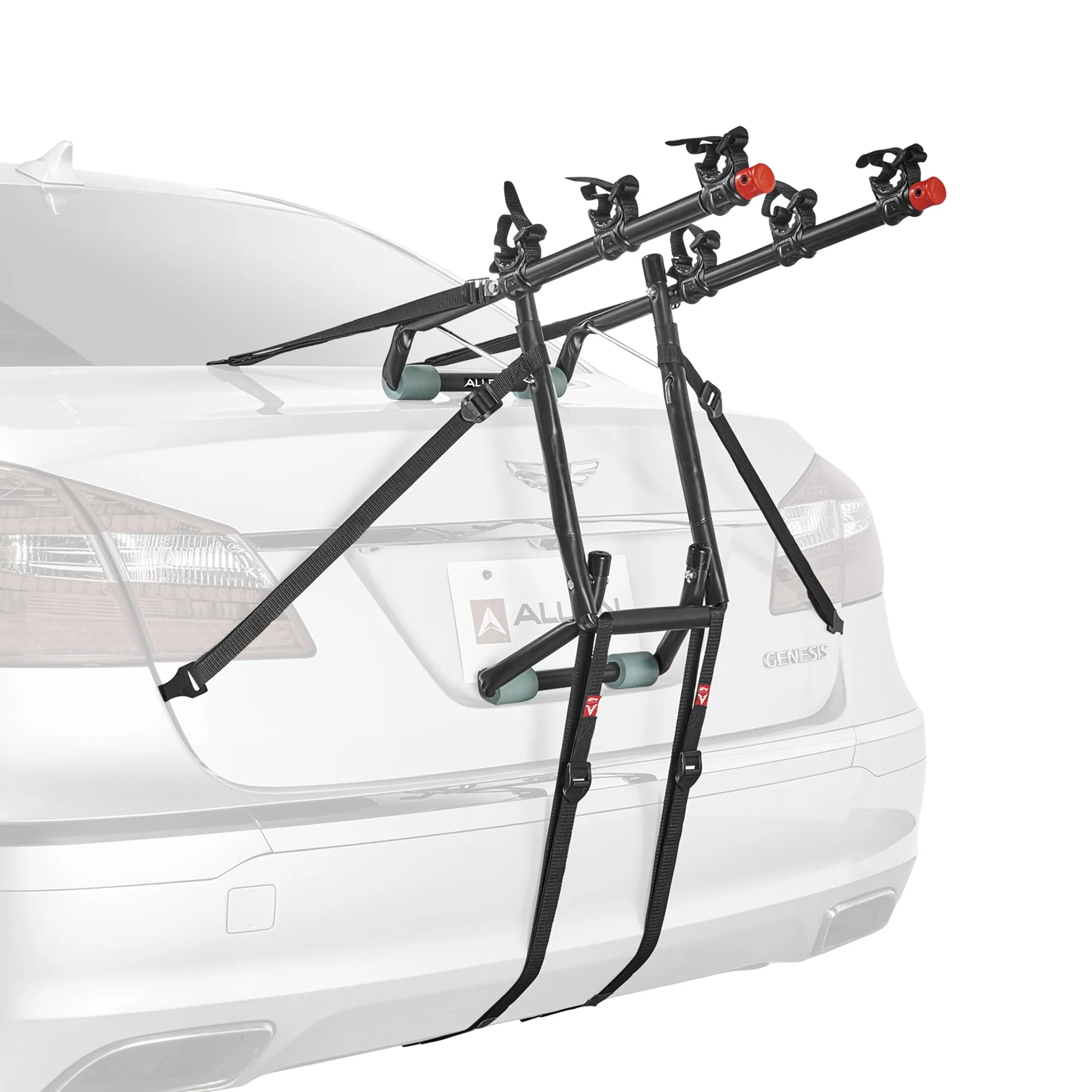 3-Bicycle Ultra Compact Sedan Trunk Mounted Bike Rack Carrier w/ Secure Tie-Downs