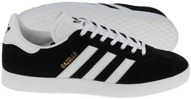 Adidas Trainers Mens Gazelle Black White Gold