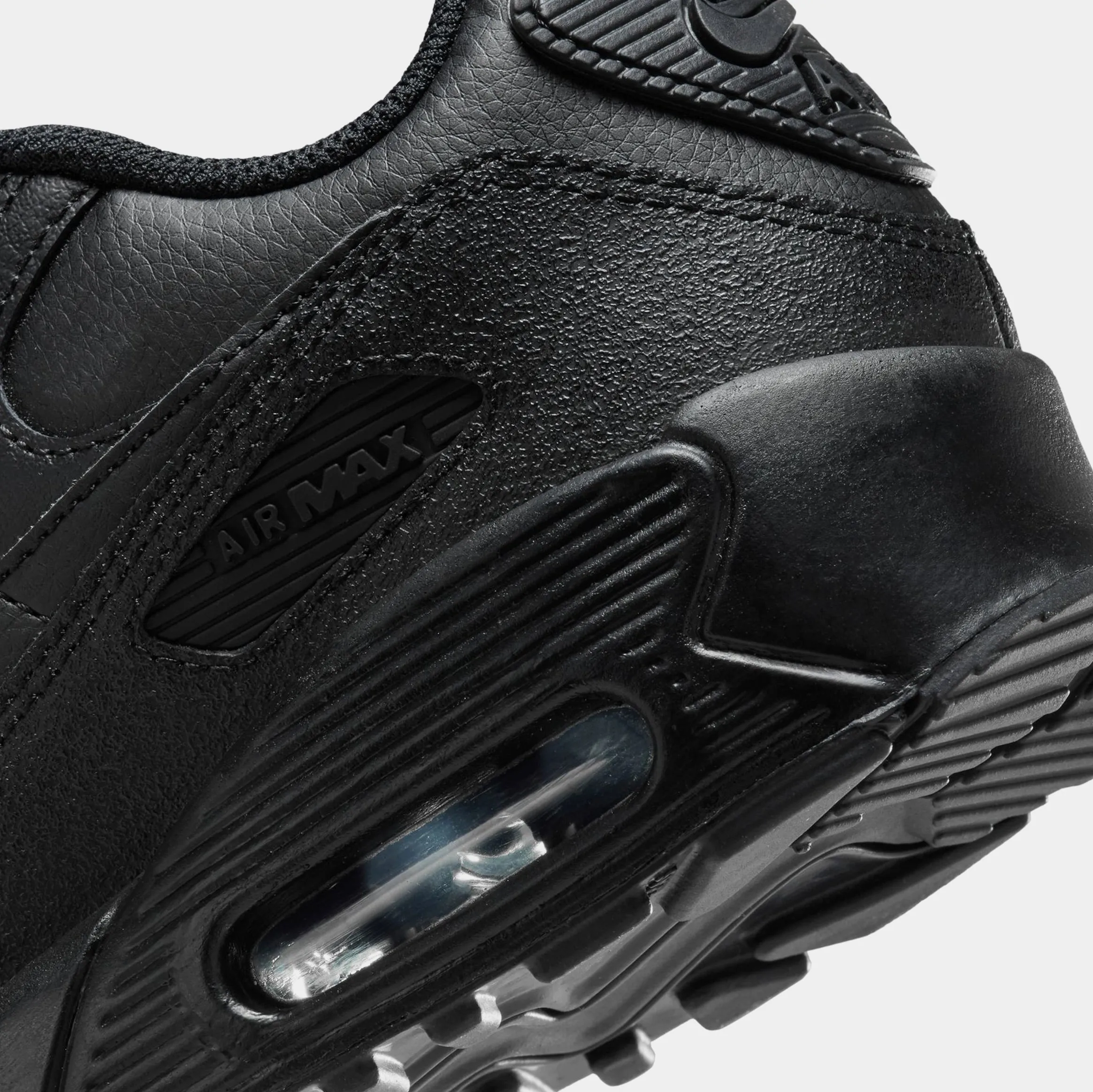 Air Max 90 Triple Black Grade School Running Shoes (Black/White)