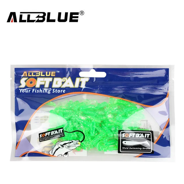 ALLBLUE Mini Fishing Lure Soft Bait Lure 25mm/0.27g 100pcs/lot 5 Colors Grub Worm Carp Fishing Tackle Isca Artificial