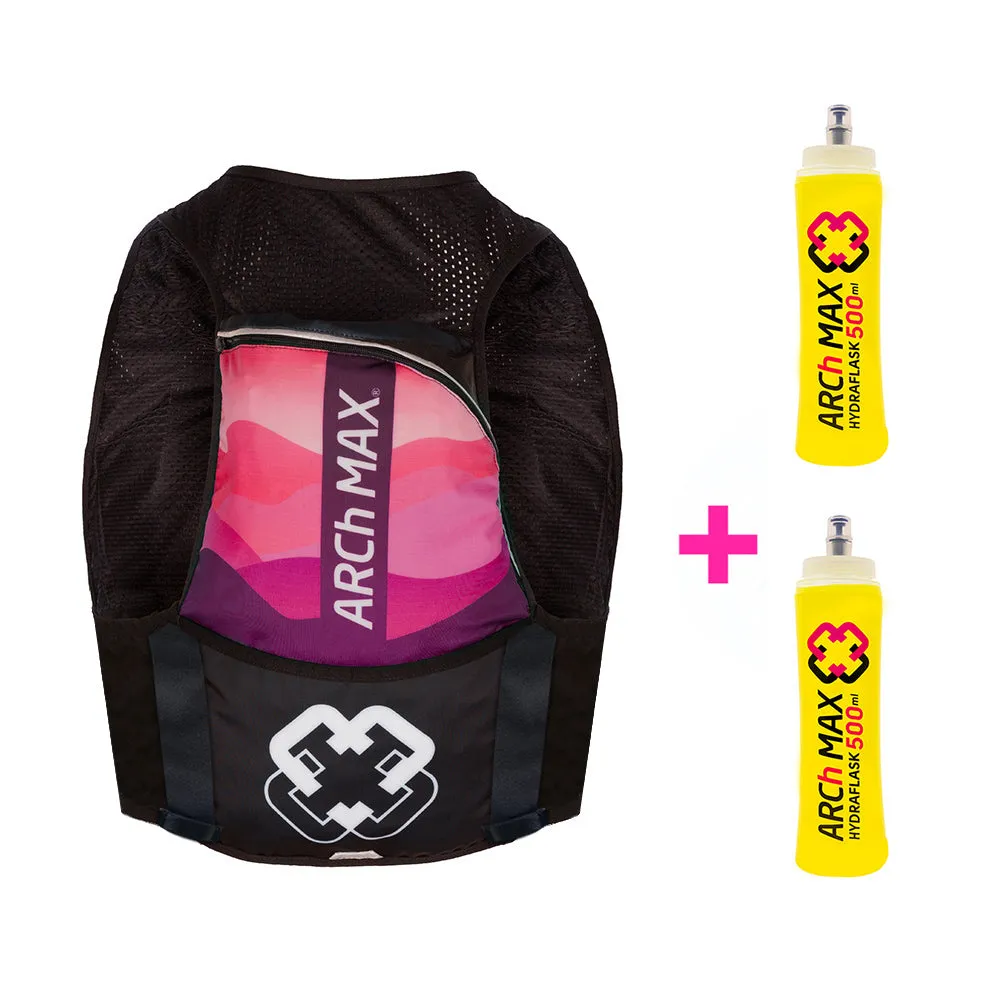 ARCh MAX Hydration Vest 12L Unisex Pink   2 Hydraflask 500ml