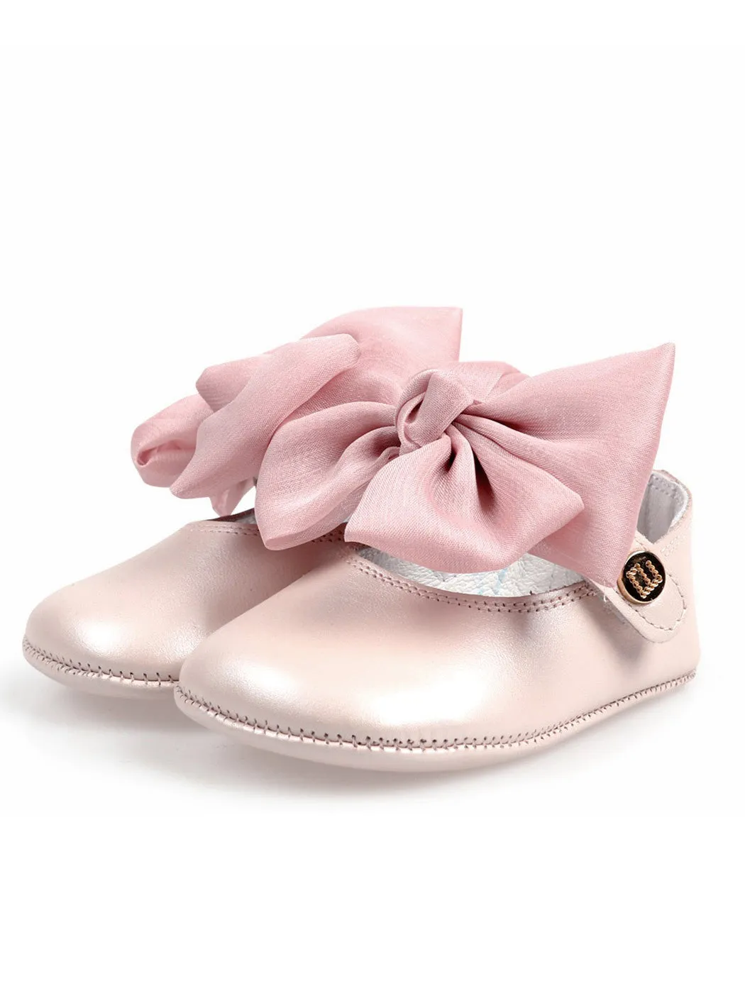 Baby's leather shoes with a bow-201902-5