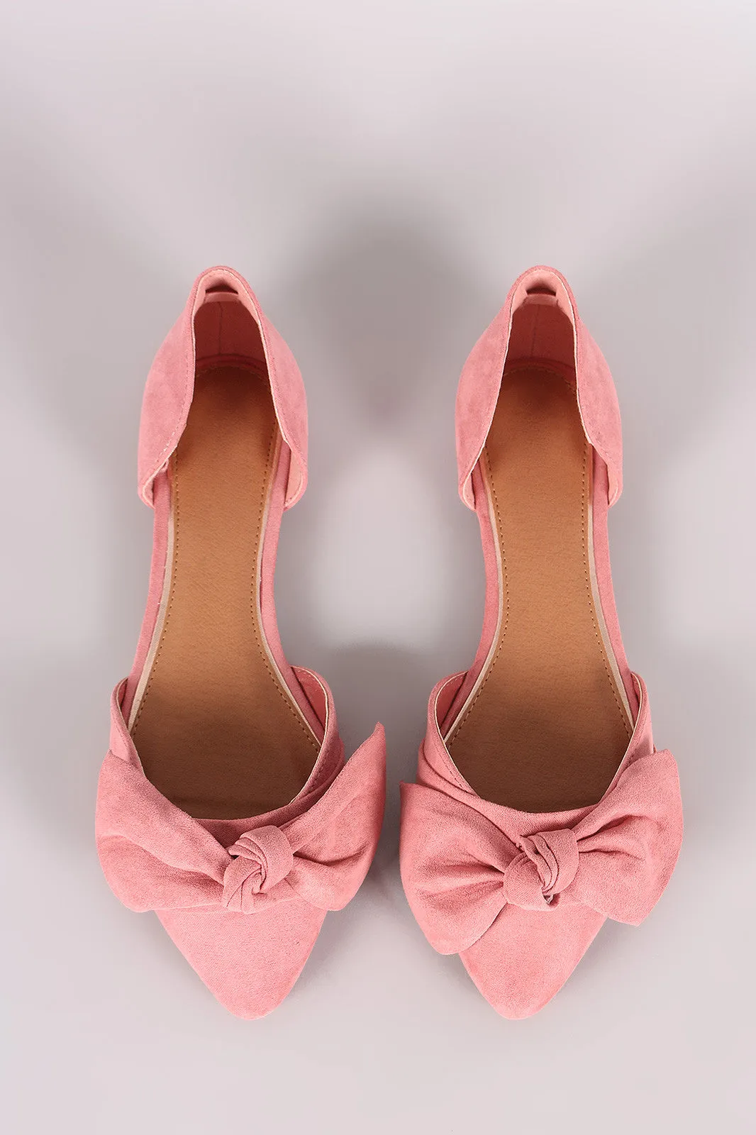 Bamboo Bow Pointy Toe Dorsay Flat