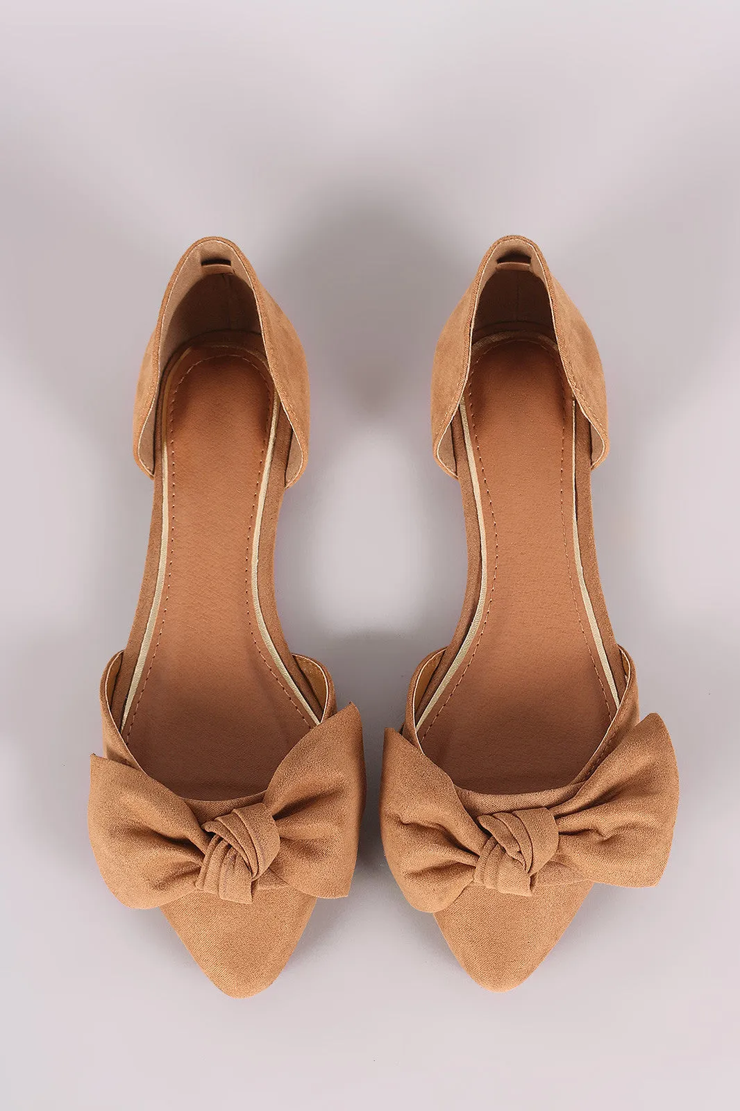 Bamboo Bow Pointy Toe Dorsay Flat