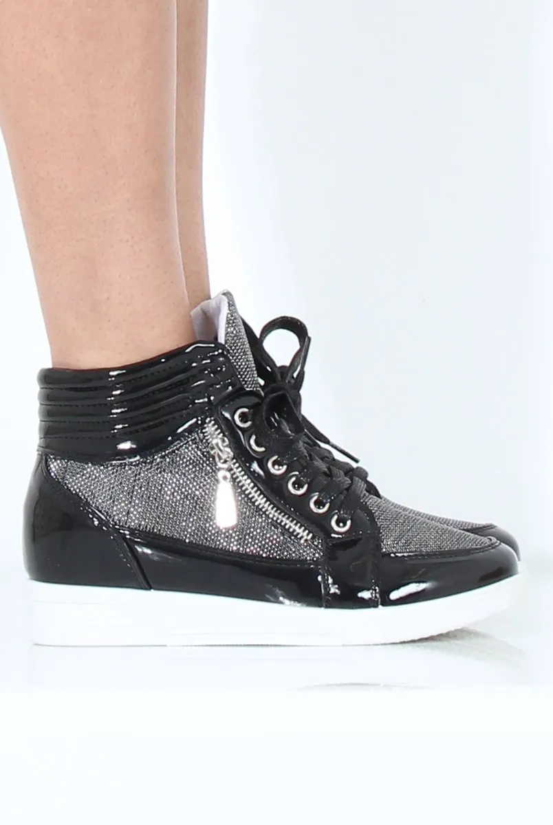 Black Sparkly High Top Trainers - Cassey