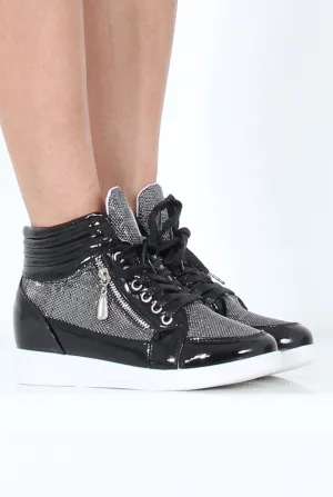 Black Sparkly High Top Trainers - Cassey