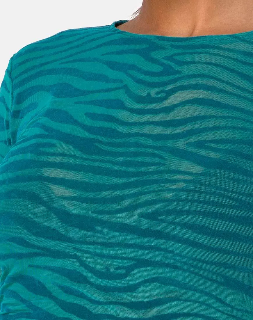 Bonnie Crop Top in Zebra Flock Forest Green