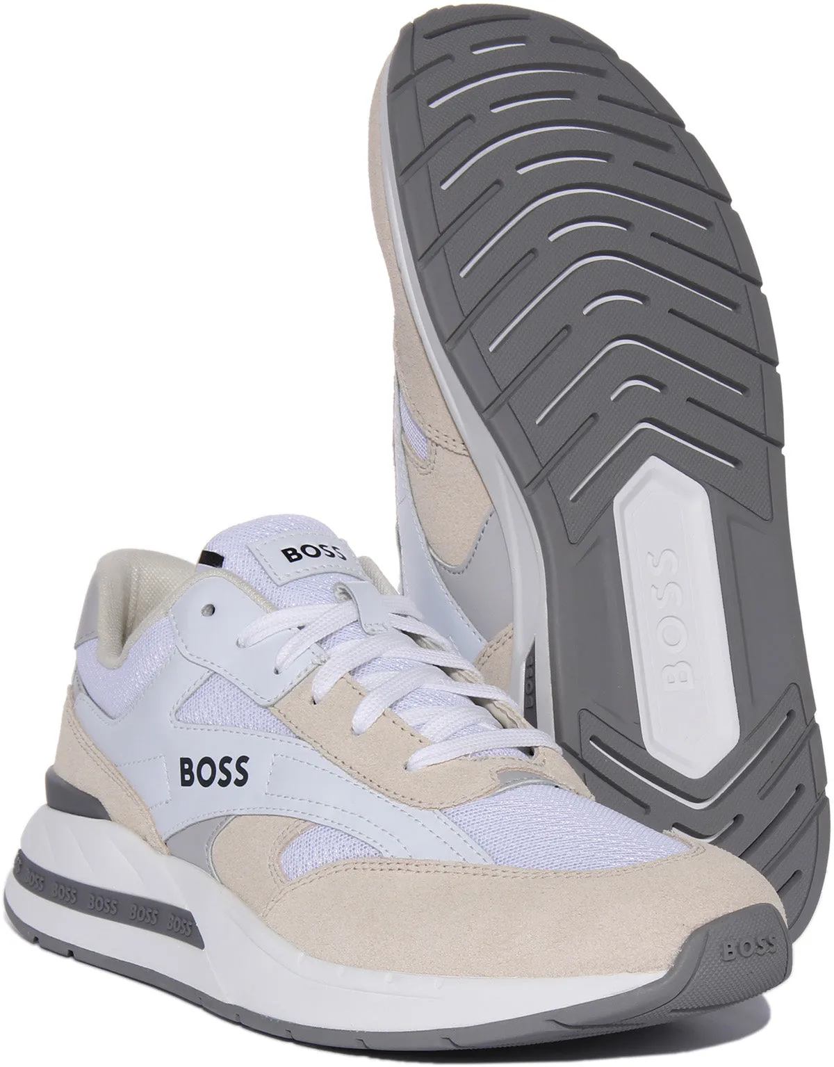 Boss Kurt Runner In White Grey For Men