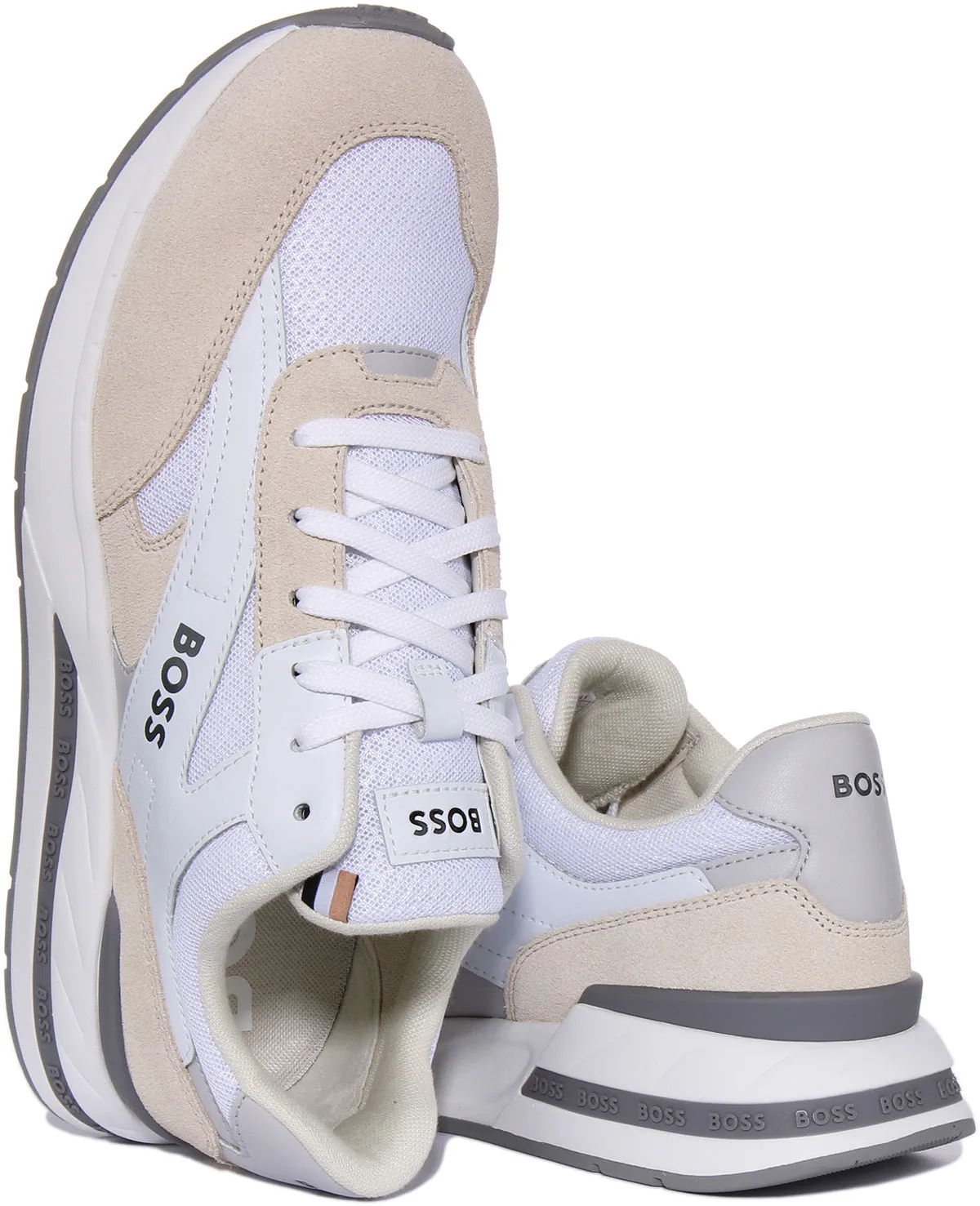 Boss Kurt Runner In White Grey For Men