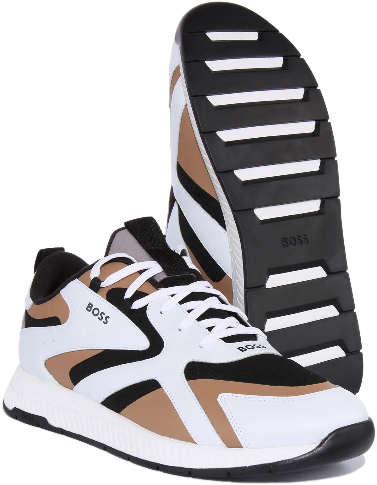 Boss Titanium Runner In White Beige For Men