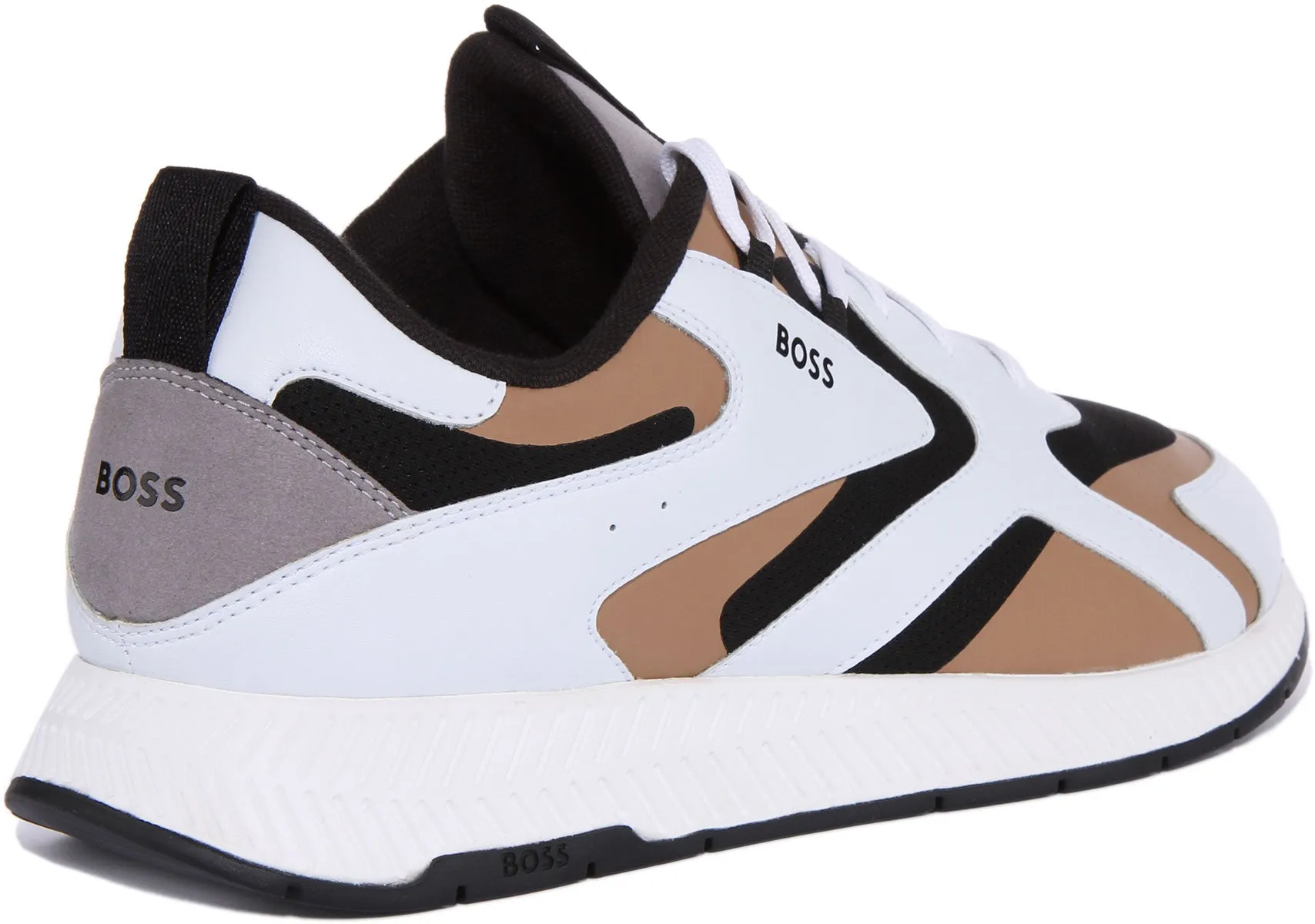 Boss Titanium Runner In White Beige For Men