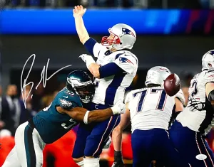 Brandon Graham Signed 16x20 Eagles SB 52 Sacking Brady Photo JSA ITP