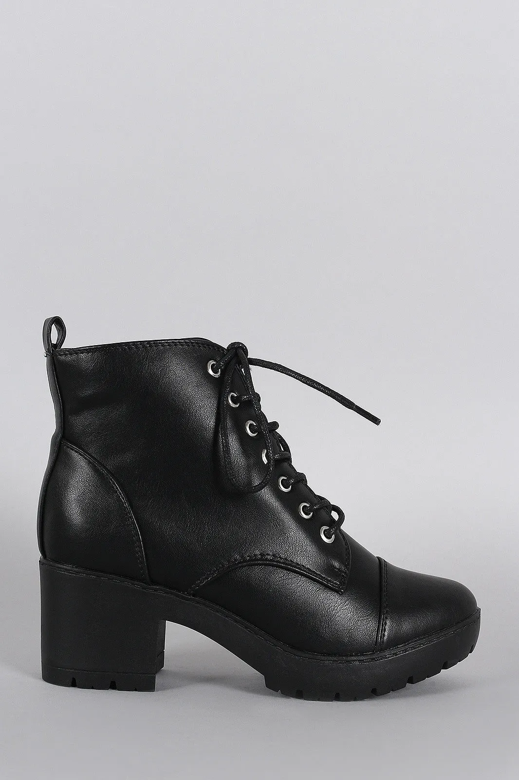 Breckelle Lug Combat Cap Toe Booties