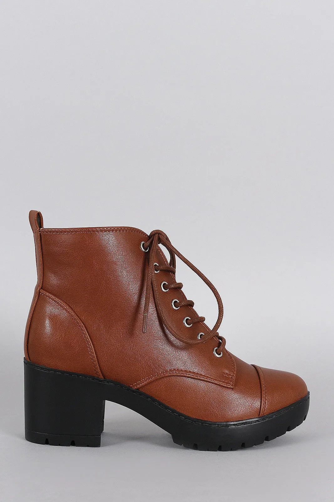 Breckelle Lug Combat Cap Toe Booties