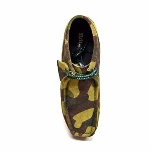 British Walkers Wallabee Boots Men's Walker 100 Green Camo Leather and Suede High Tops