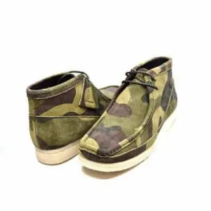 British Walkers Wallabee Boots Men's Walker 100 Green Camo Leather and Suede High Tops