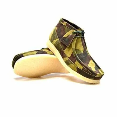 British Walkers Wallabee Boots Men's Walker 100 Green Camo Leather and Suede High Tops