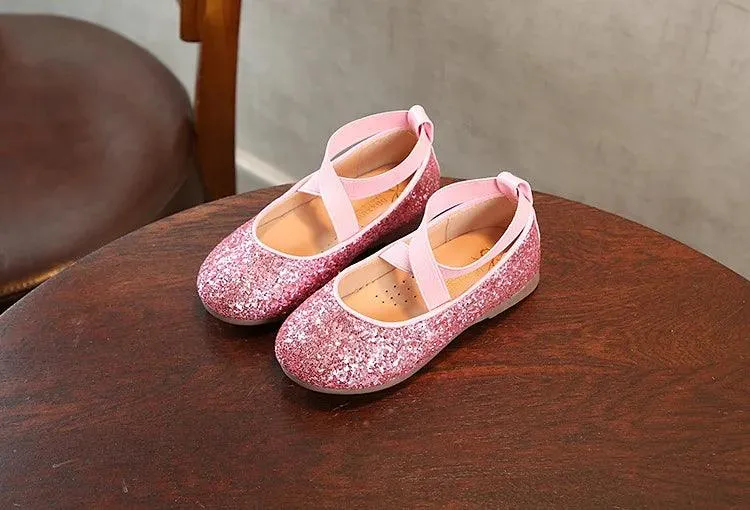 Children's Casual Shoes - Glitter Leather, Soft Shiny Flats - TSS322