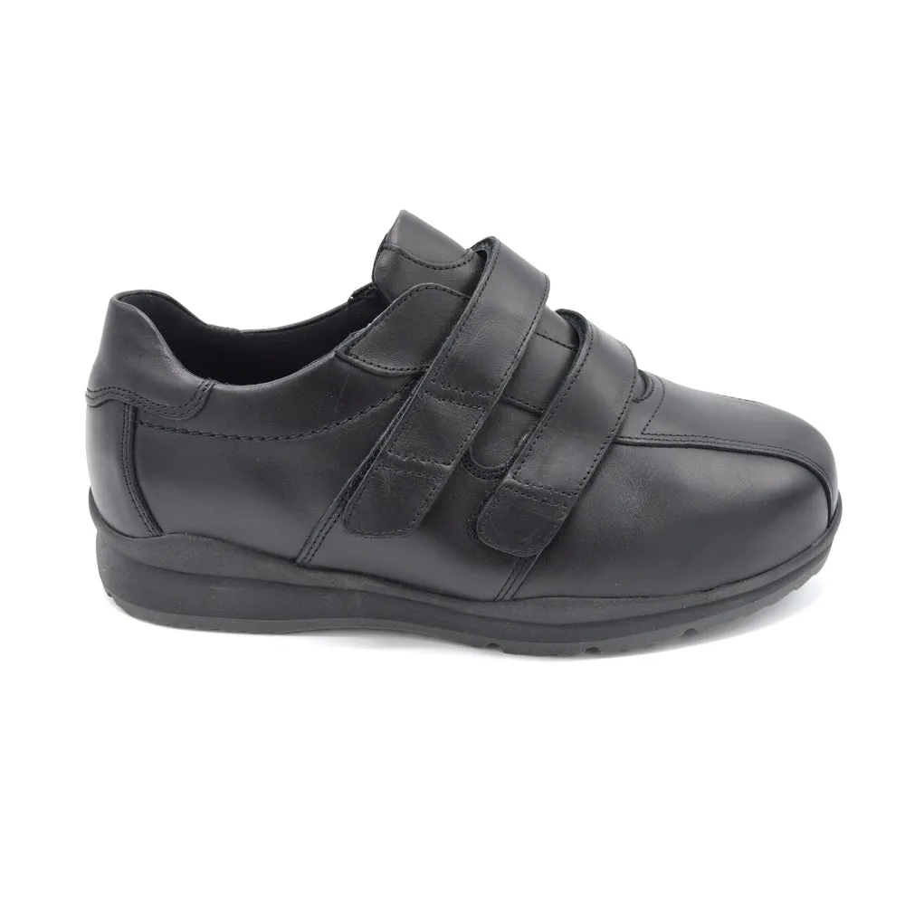 DB Stephen/Hugo - Mens Extra Wide Velcro Close Shoe - 6V (6E-8E) - Black