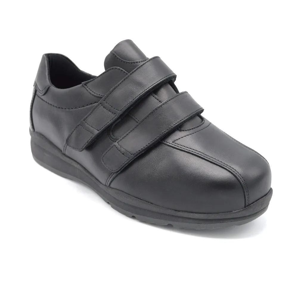 DB Stephen/Hugo - Mens Extra Wide Velcro Close Shoe - 6V (6E-8E) - Black