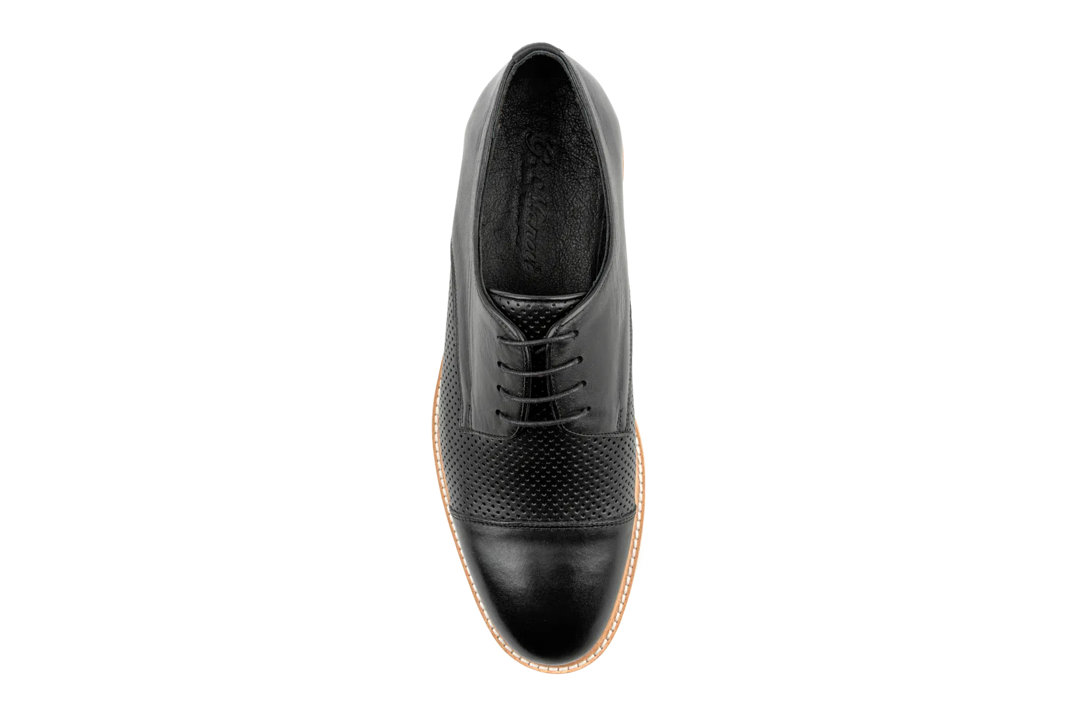 Debbano Rex Lug Sole Derby Shoes, Top Grain Leather Spring & Summer Derby Shoes That Feel Like Sneakers, Breathable Perforated Derby Sneakers , Cap Toe Derby Shoes, Black Derby Shoes for Men