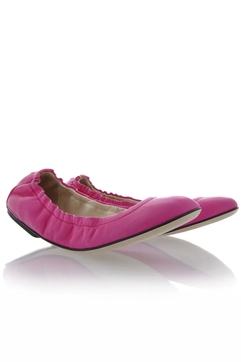 Dolce & Gabbana WOOPY Pink Leather Ballerina Flats