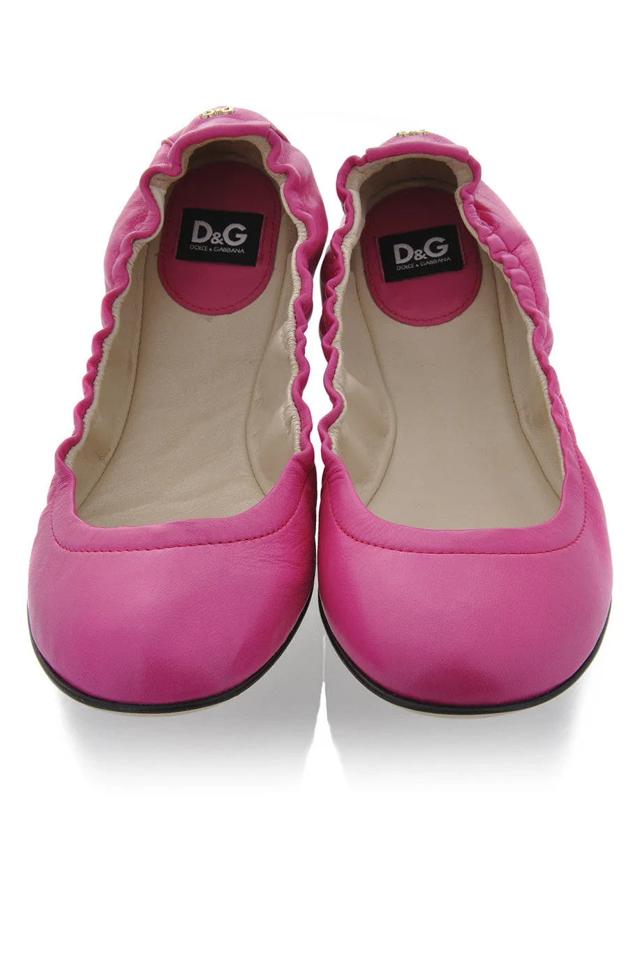 Dolce & Gabbana WOOPY Pink Leather Ballerina Flats