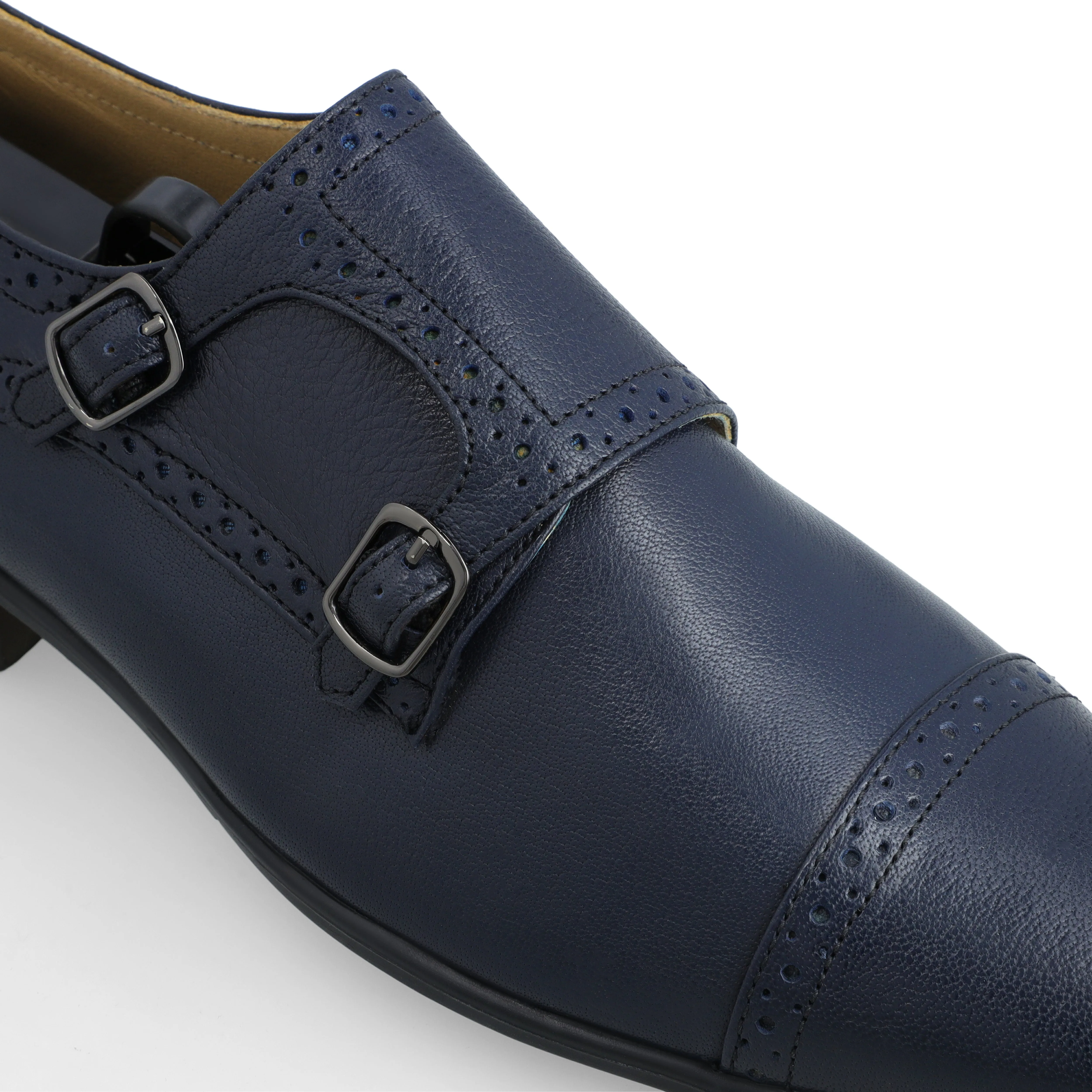 Double Monk Strap Loafers-Navy