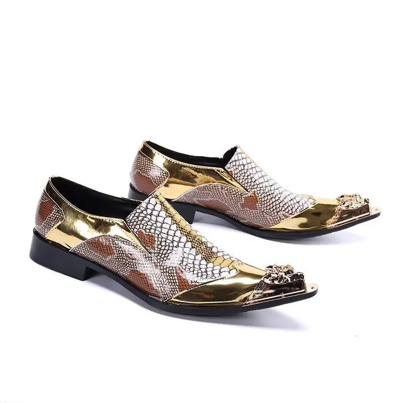 ExoticLuxe Embossed Leather Chic Slip-on Smart Shoes