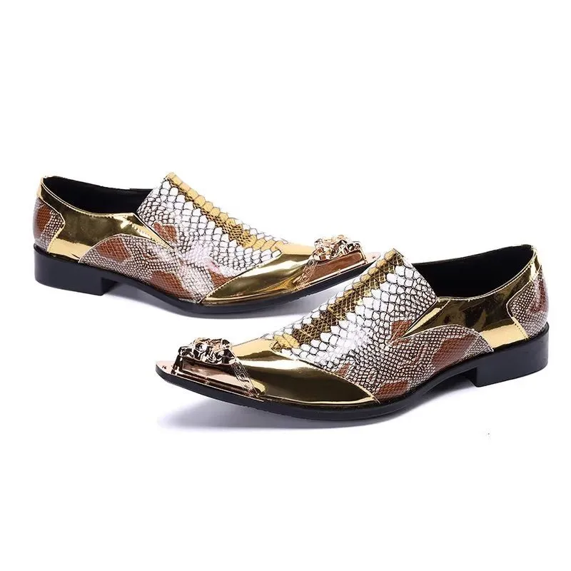 ExoticLuxe Embossed Leather Chic Slip-on Smart Shoes