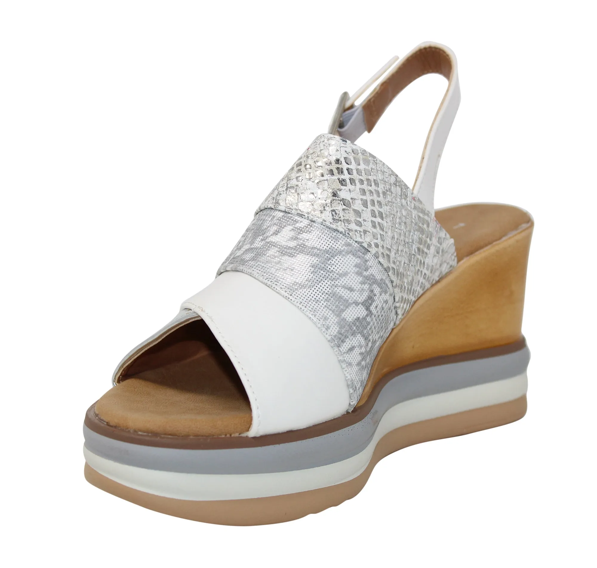 Extreme Shoes Women's Jolene Metallic Fabric Wedge Sandal