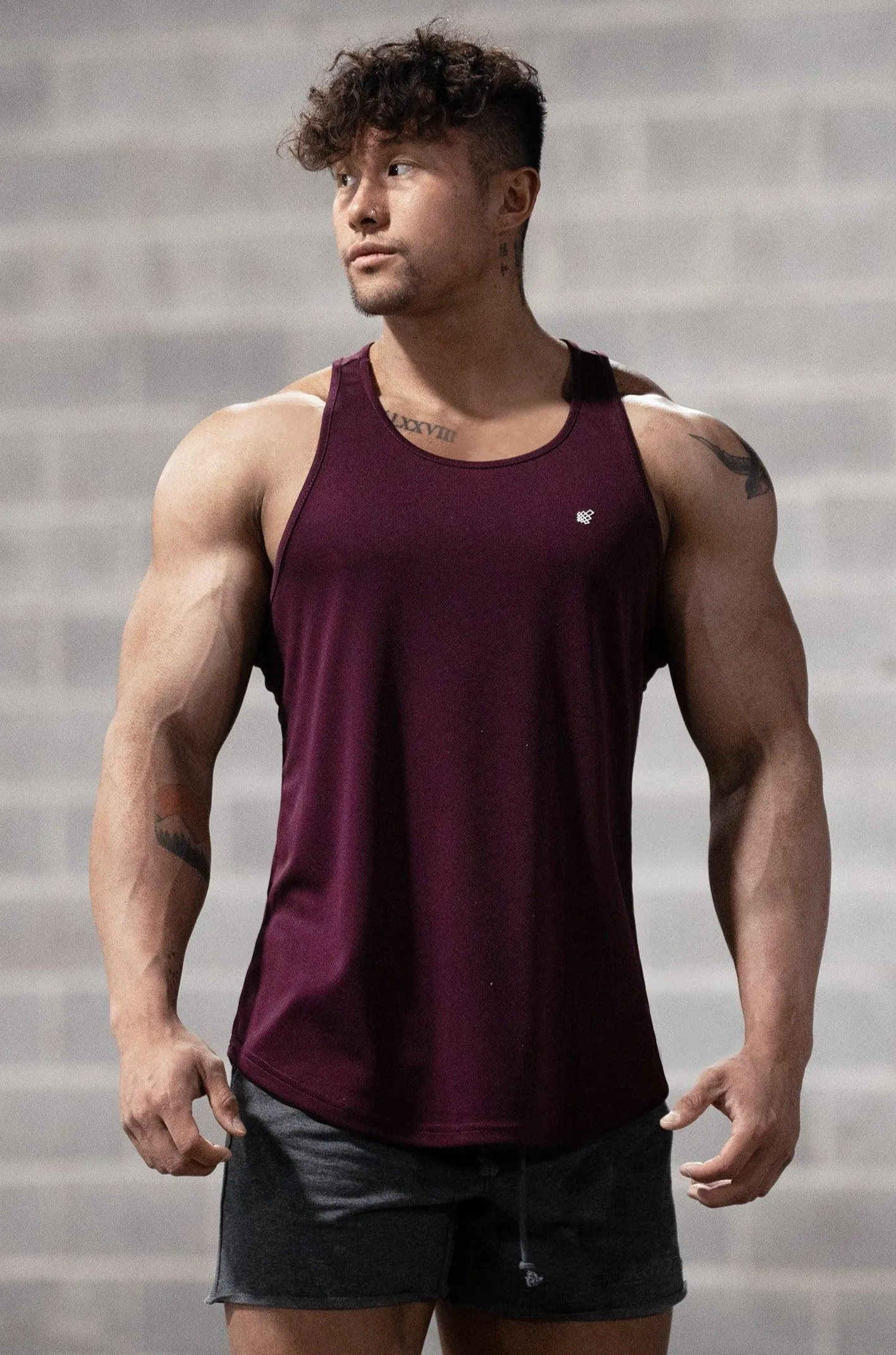 Fast-Dry Bodybuilding Workout Stringer - Dark Purple