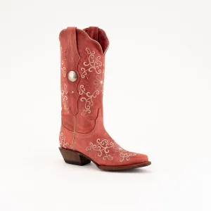 Ferrini Womens Red Leather Bella V-Toe Concho Cowboy Boots