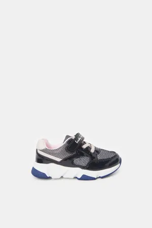 Girls Black Patent Trainer