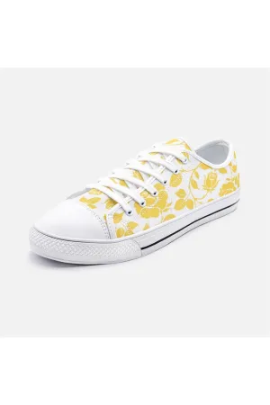 Gold Petals Unisex Low Top Canvas Shoes