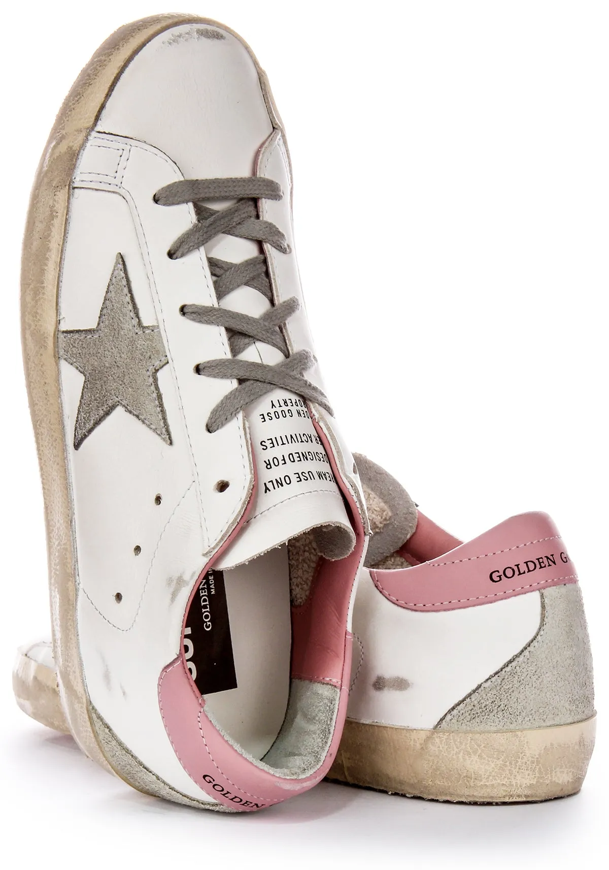 Golden Goose Super Star In White Pink For Women