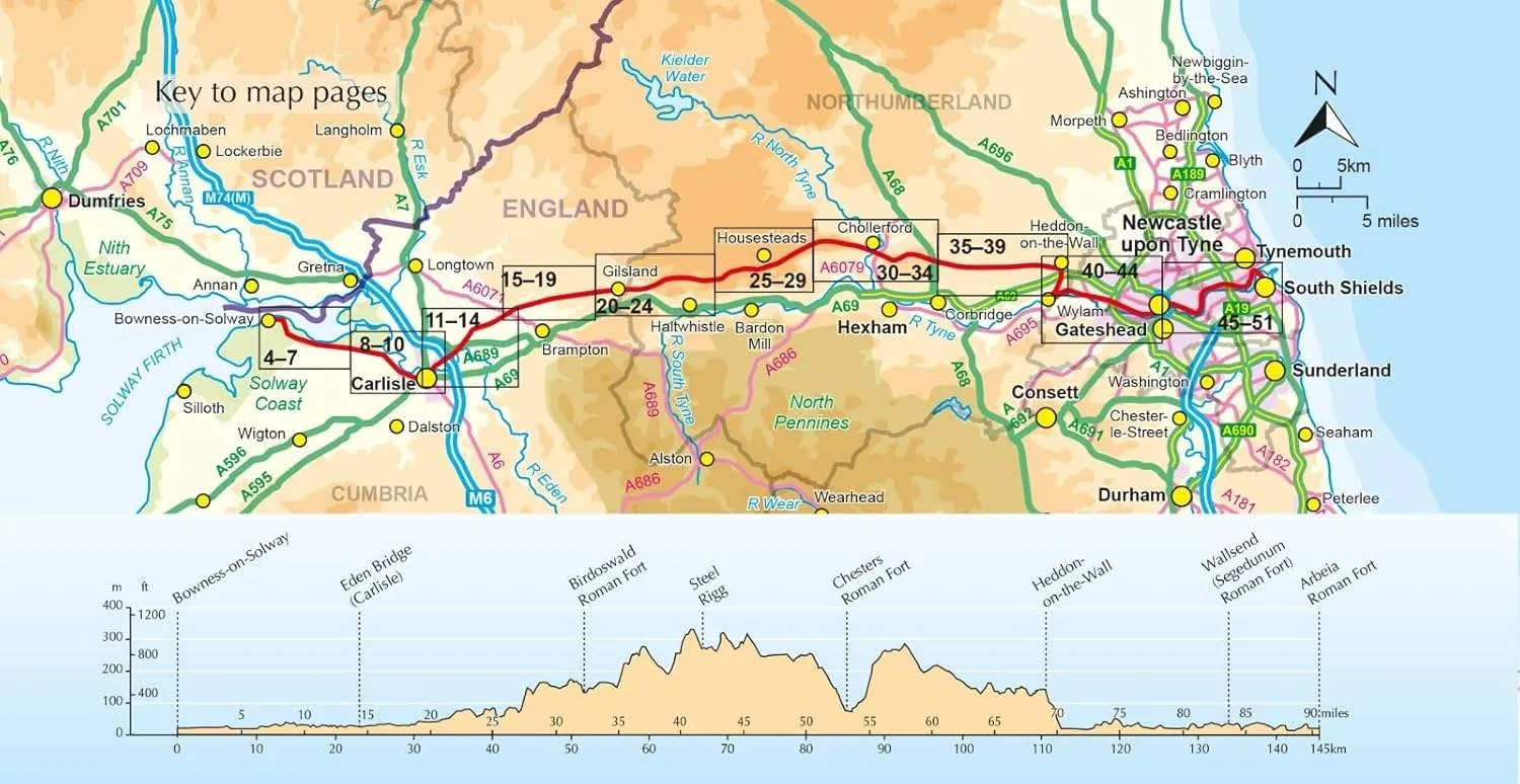 Hadrians Wall Path Map Booklet Road Map (2nd Edition, 2023)