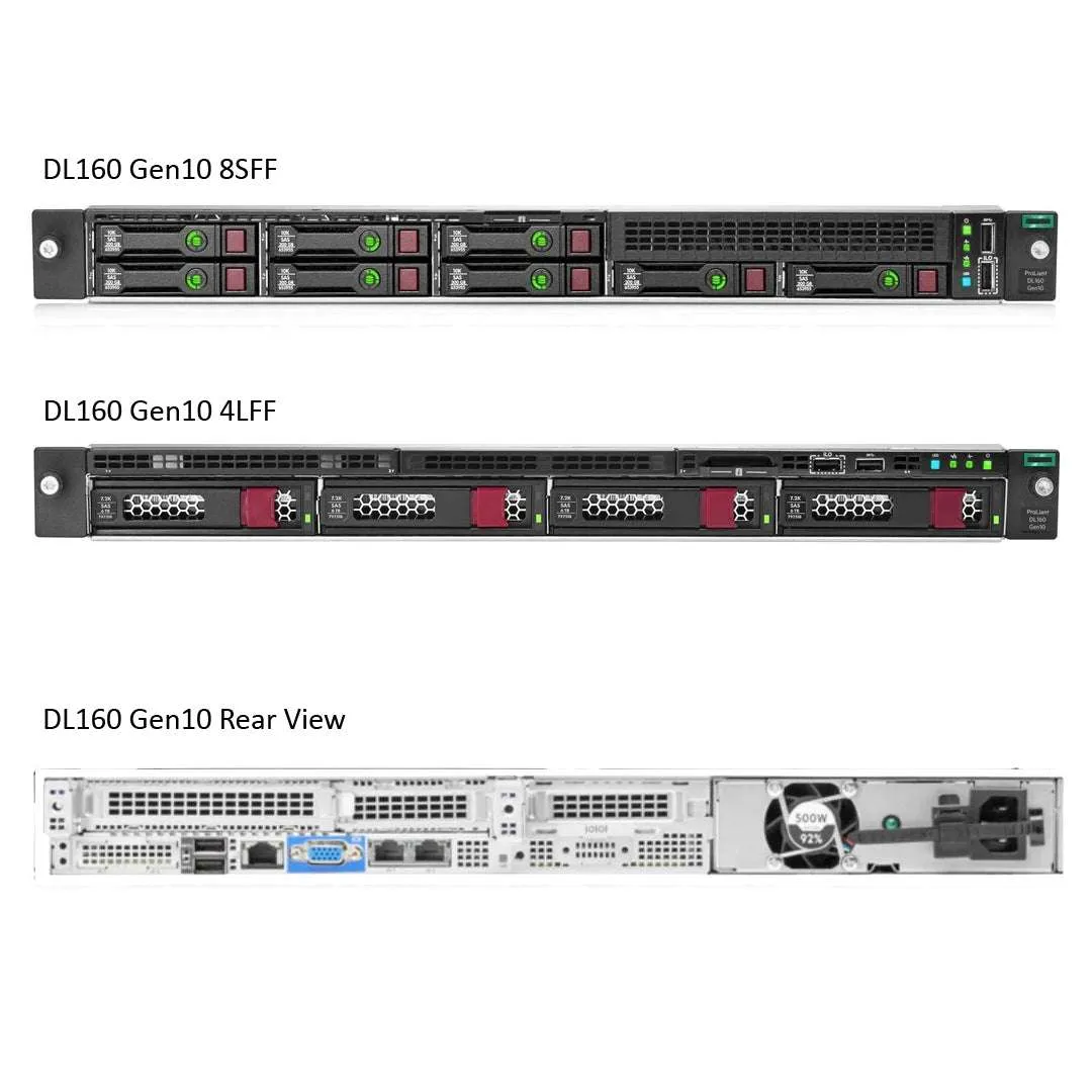 HPE ProLiant DL160 Gen10 4214R 2.4GHz 12-core 1P 16GB-R S100i 8SFF 500W PS Server | P35518-B21