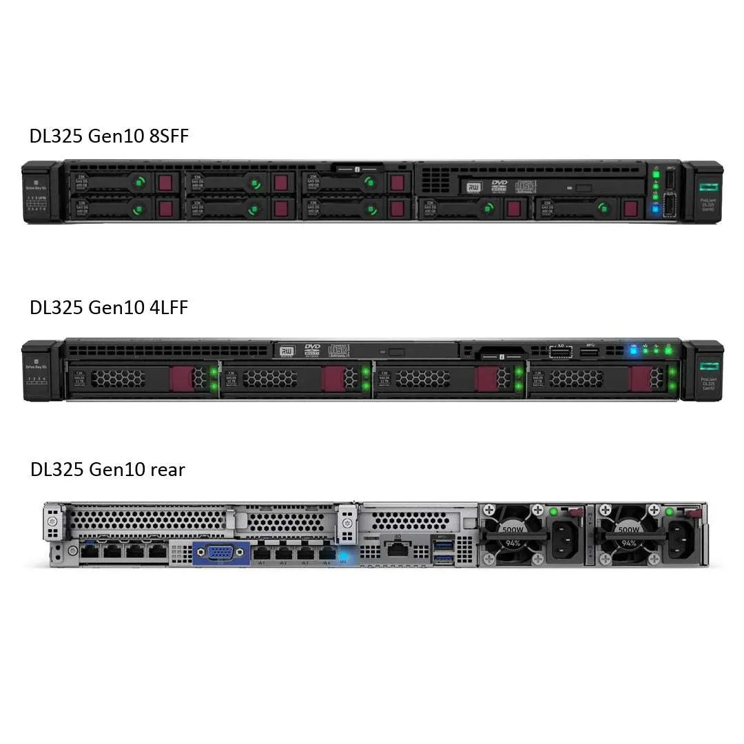 HPE ProLiant DL325 Gen10 Performance Rack Server 7232P 3.1GHz 8-core 1P 16GB-R P408i-a 8SFF 500W RPS | P27086-B21