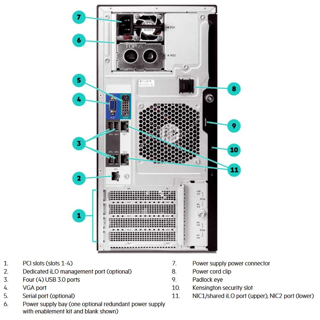 HPE ProLiant ML30 Gen10 Performance Model Server E-2224 3.4GHz 4-core 1P 16GB-U S100i 8SFF 1x500W RPS | P16930-S01