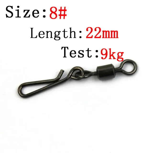 JOSHNESE 50pcs Fishing Swivels Rolling Swivel Interlock Snap Size 8/6/4/2 Hook Lure Connector Terminal Tackle Swivel Fishing