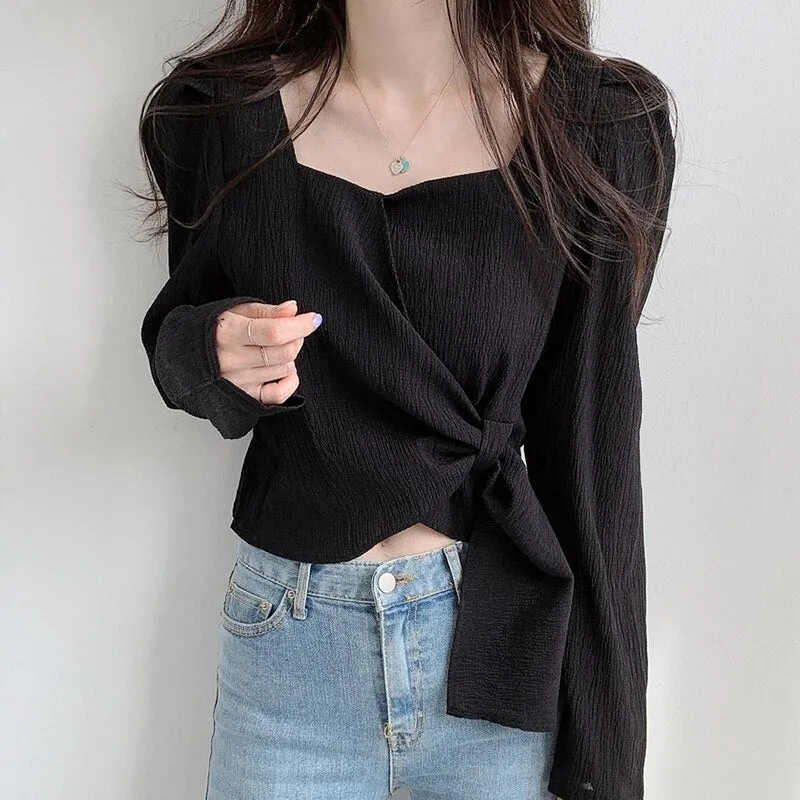 Joskaa French Elegant Blouse Women Long Slevee Casual Vintage Female Blouse Loose Korean Style Chic Fall Outfits 2024