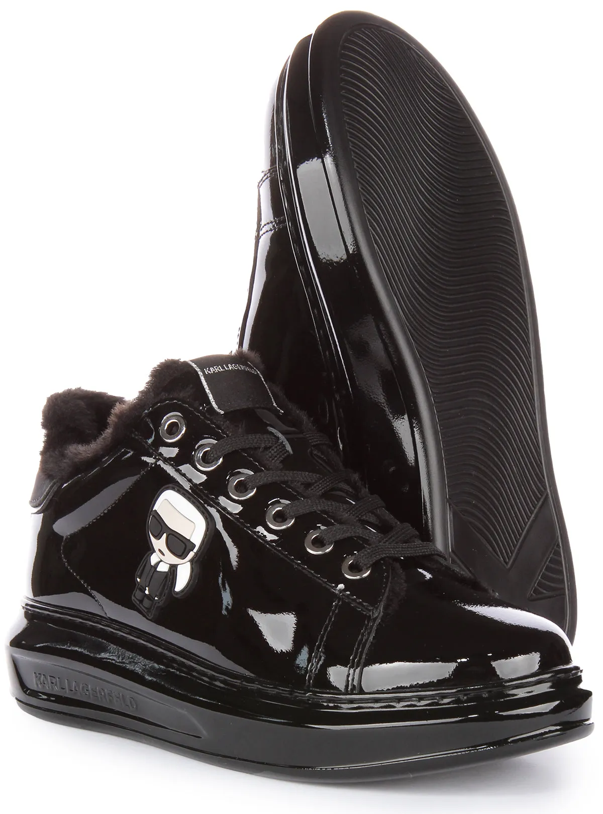 Karl Lagerfeld Kapri Ikon In Black Patent For Women