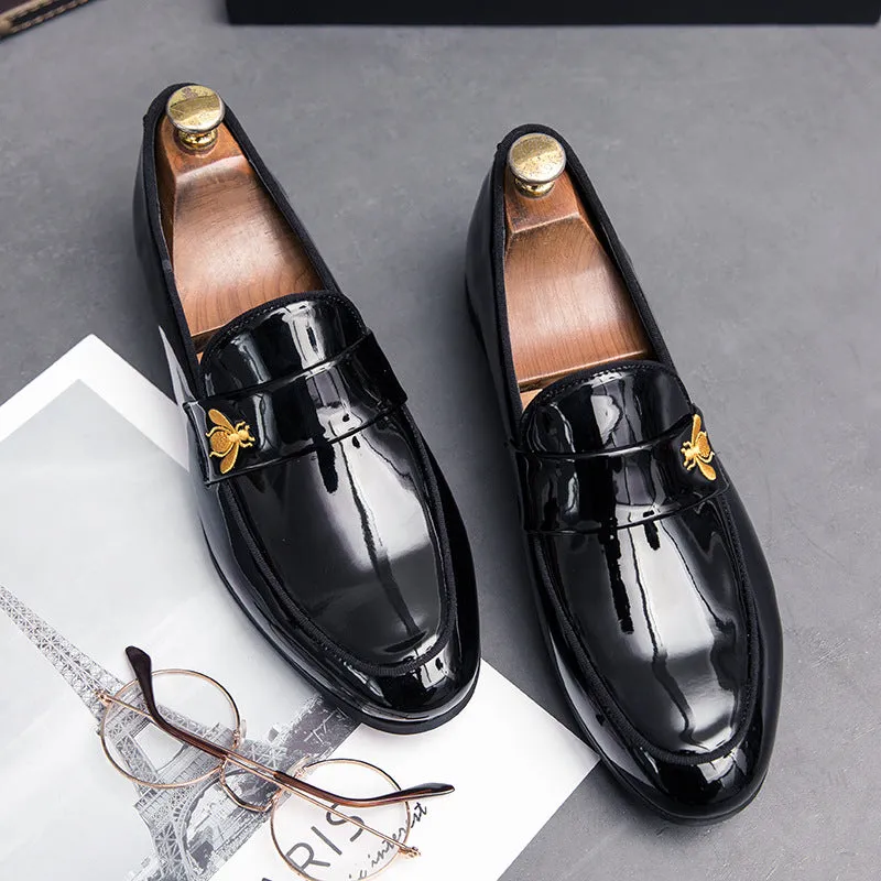 Large British college style small leather shoes trend all kinds of students' casual shoes Korean bean shoes small bee shoes