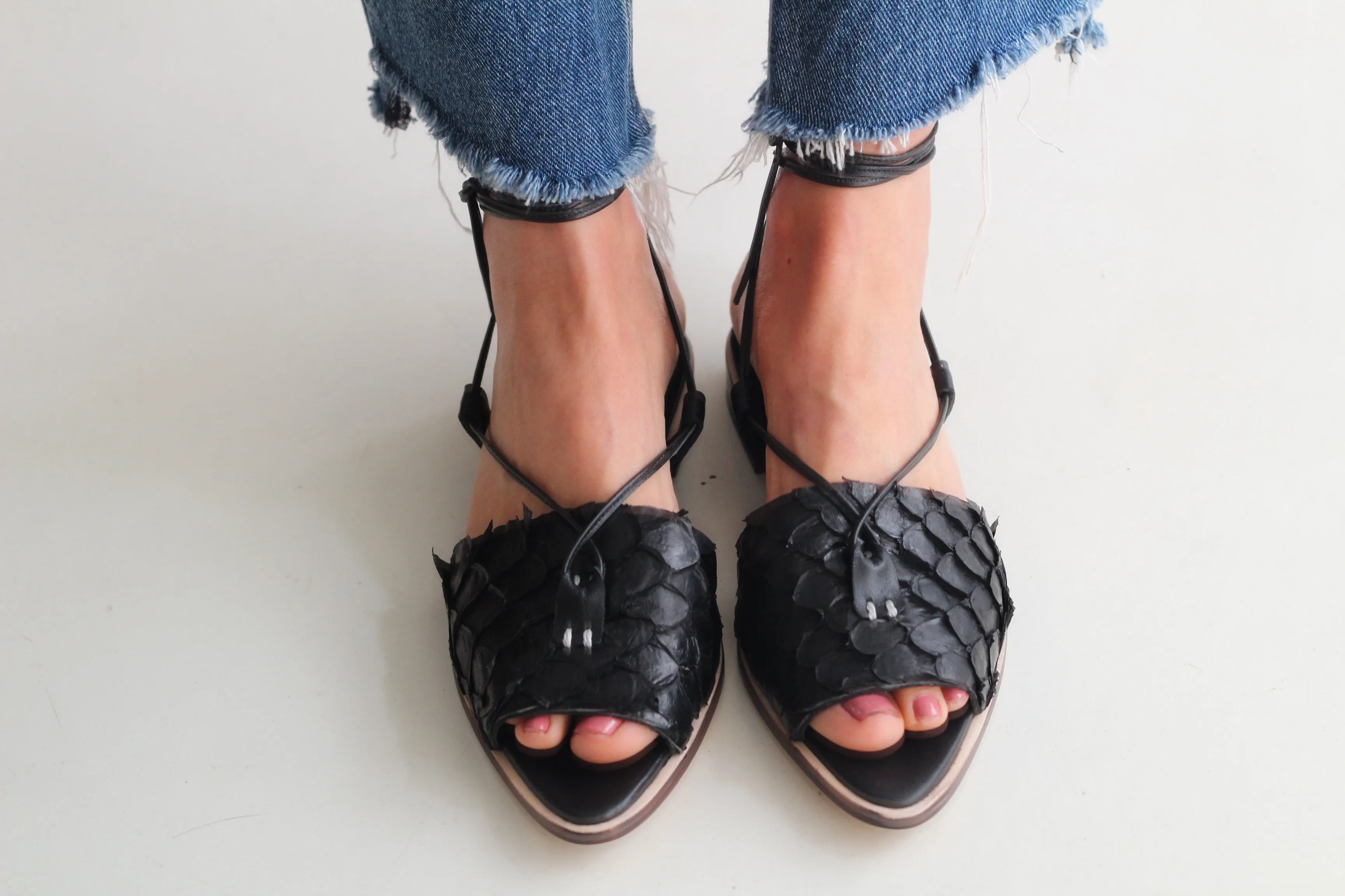 Lia Pirarucu Black Sandals